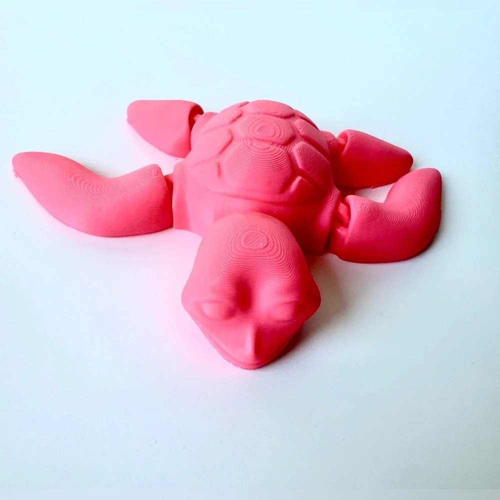 3D Printed Articulated Pink Turtle Toy Fidget Toy Desk‎ Toy